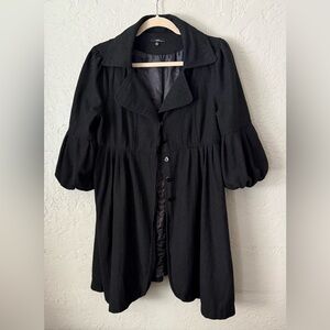 Vintage 90s Womens Coat Large Black Wool Blend Bell Sleeve BOHO Whimsygoth